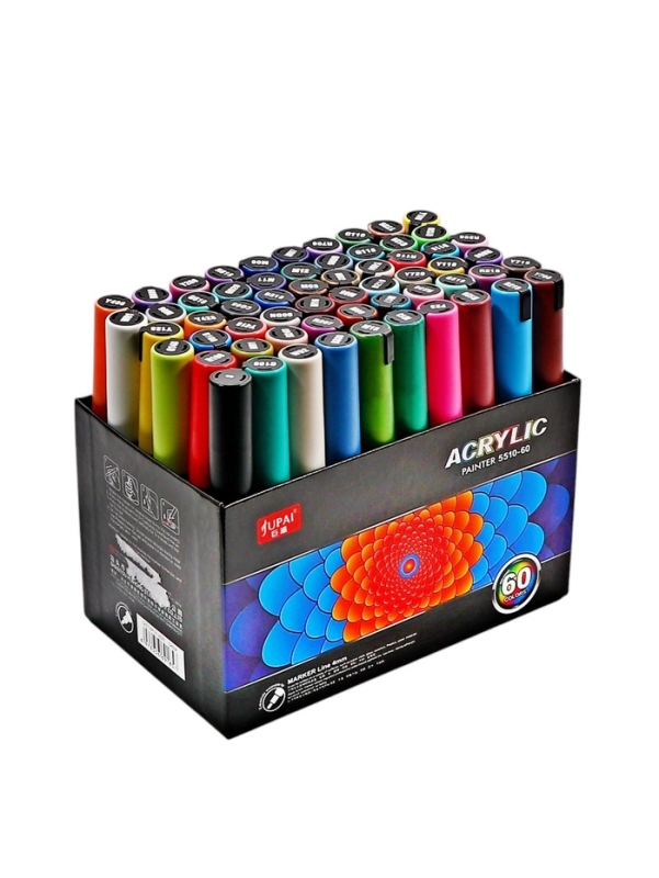 Набор маркеров акриловых 60 цветов, пулевидный наконечник 4мм Набор маркеров акриловых 60 цветов, пулевидный наконечник 4мм