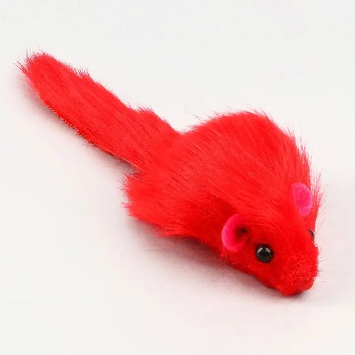 Мышь меховая однотонная 6,5 см, фасовка 40 шт, микс цветов Мышь меховая однотонная 6,5 см, фасовка 40 шт, микс цветов