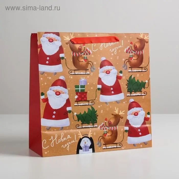 Пакет подарочный новогодний ламинированный квадратный «Весёлая компания», 30 х 30 х 12 см Пакет подарочный новогодний ламинированный квадратный «Весёлая компания», 30 х 30 х 12 см