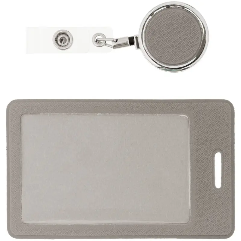 Чехол для пропуска с ретрактором Devon, серый Чехол для пропуска с ретрактором Devon, серый