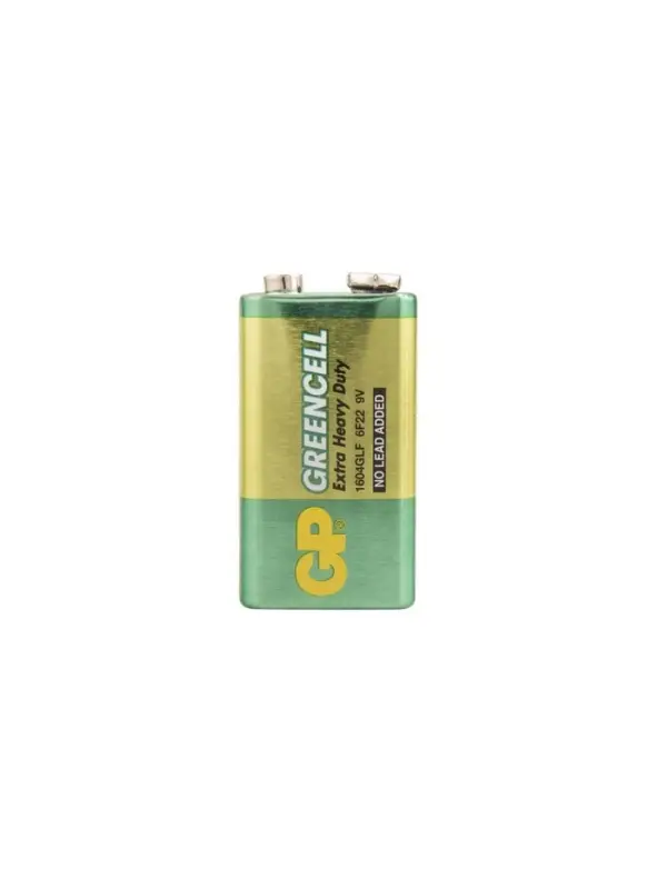 Батарейка солевая GP Greencell Extra Heavy Duty, 6F22-1S, 9 В, крона, спайка, 1 шт.