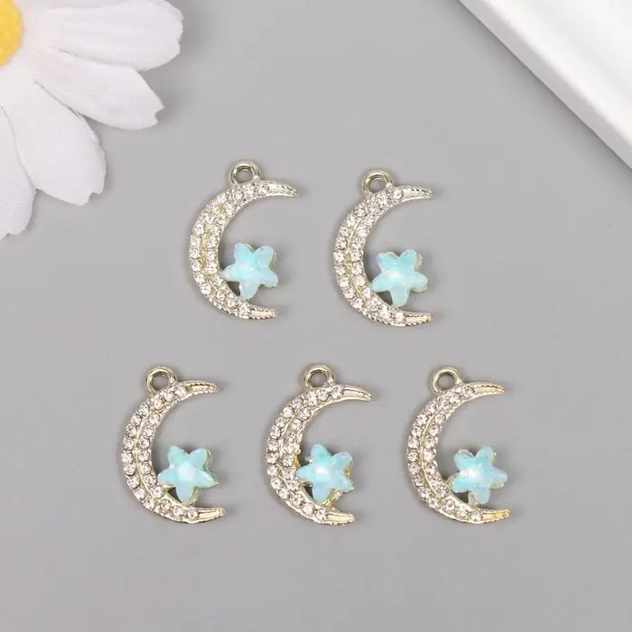 Декор для творчества металл, стразы Декор для творчества металл, стразы "Месяц с звездой" золото 2,3х1,4х0,5 см