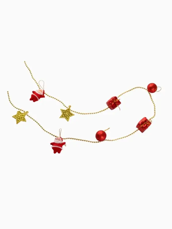 Бусы на ёлку &laquo;Звёзды, шарики, подарки&raquo;, 90 см, красно - золотистые