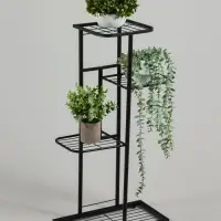 Подставка для цветов Greengo, 4 полки, 43&times;22&times;82 см, напольная, металл, чёрная