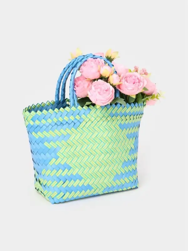 Сумка плетёная, 30&times;10&times;33 см, пластик, голубая