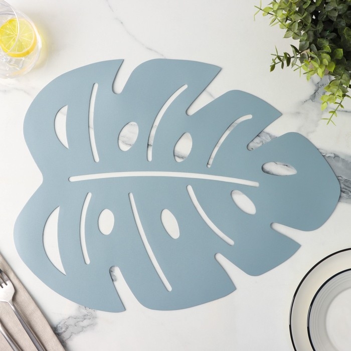 Салфетка сервировочная на стол «Лист», 46×35 см, цвет серый