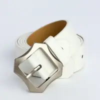 Ремень женский с винтом, 110&times;2.5 см, матовая классическая пряжка металл, белый