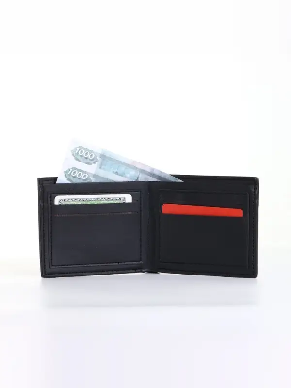 Портмоне мужское, без застёжки, чёрное