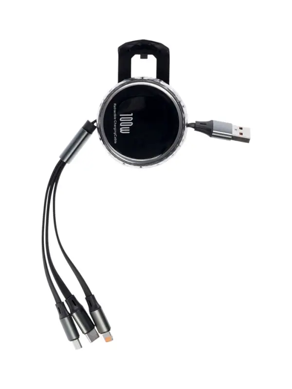 Кабель Type-C-Type-C, 2 А, Type-C-microUSB, lighting, с подставкой, 3 А, 1 м, чёрный