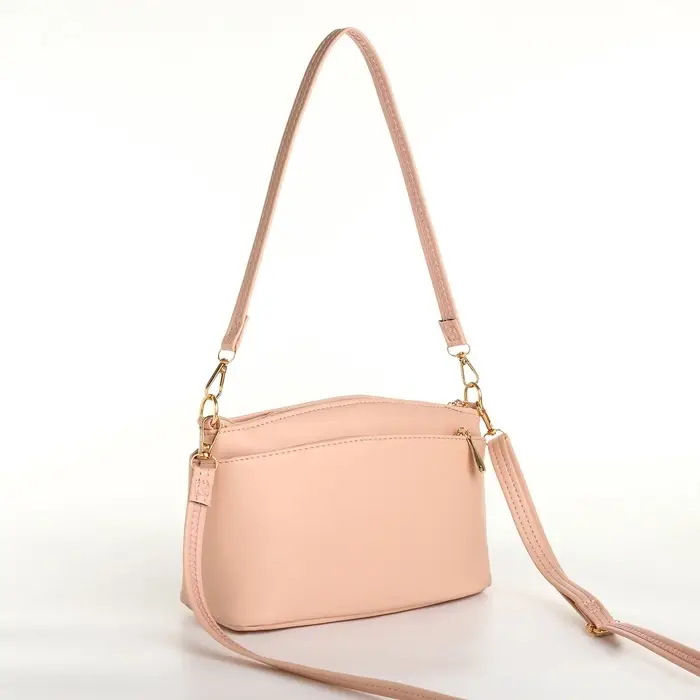 Сумка женская кросс-боди на молнии, 23&times;9&times;15 см, пудровая