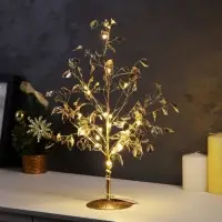 Светодиодный куст &laquo;Листья&raquo; 35&times;26&times;3 см, 10 LED, постоянное свечение, от батареек CR2032&times;2 (в комплекте), свечение тёплое белое