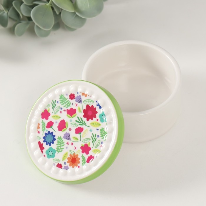 Шкатулка керамика Шкатулка керамика "Цветочная полянка" 7,5х7,5х4,5 см