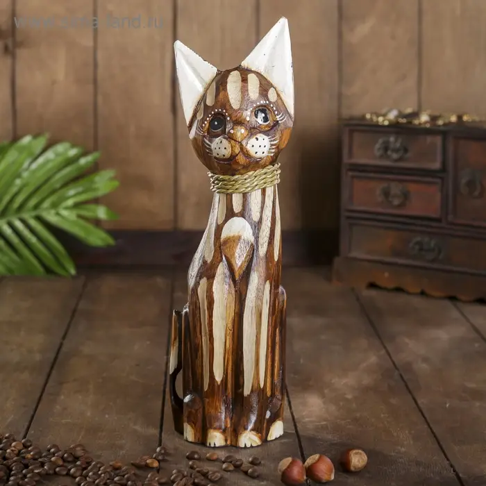 Сувенир дерево  Сувенир дерево "Коричневая кошка" 4,5х9х30 см