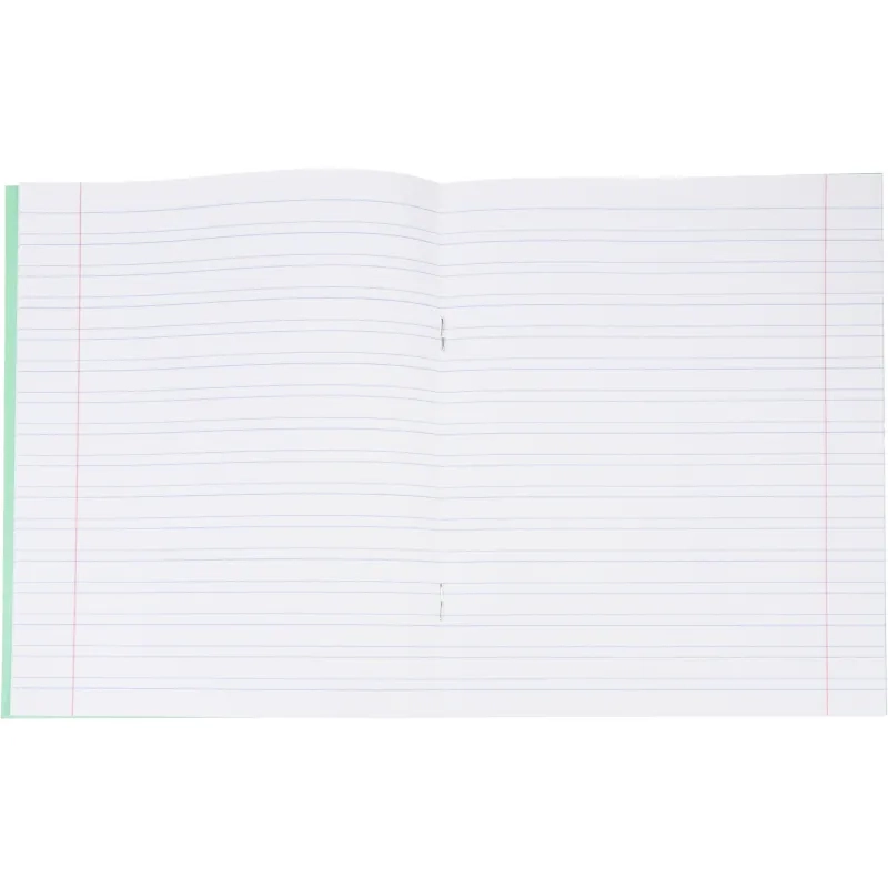 Тетрадь в зеленом офсете  12 л., узкая линия, штука,100% белизна
