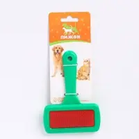 Пуходёрка &laquo;Симпл&raquo;, 9.2&times;13.2 см, без капель, с пластиковой ручкой, зелёная