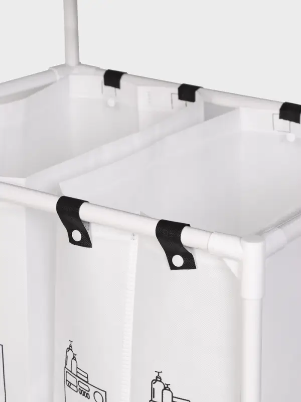 Корзина для белья складная Доляна, 56&times;39&times;95 см, чёрная, белая