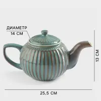 Заварочный чайник Доляна &laquo;Винтаж&raquo;, 1.1 л, керамика, бирюзовый