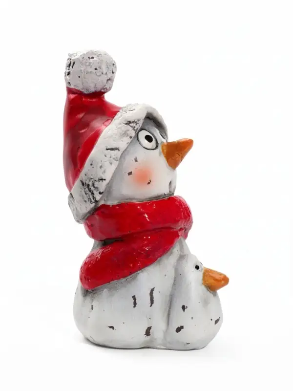 Фигурка полистоун &laquo;Снеговичок в колпаке, с птичкой&raquo; 5.5&times;4.5&times;8.5 см