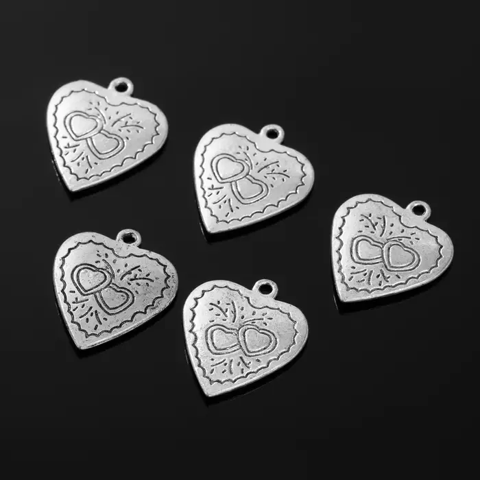 Подвеска «Сердце» большое, цвет чернёное серебро