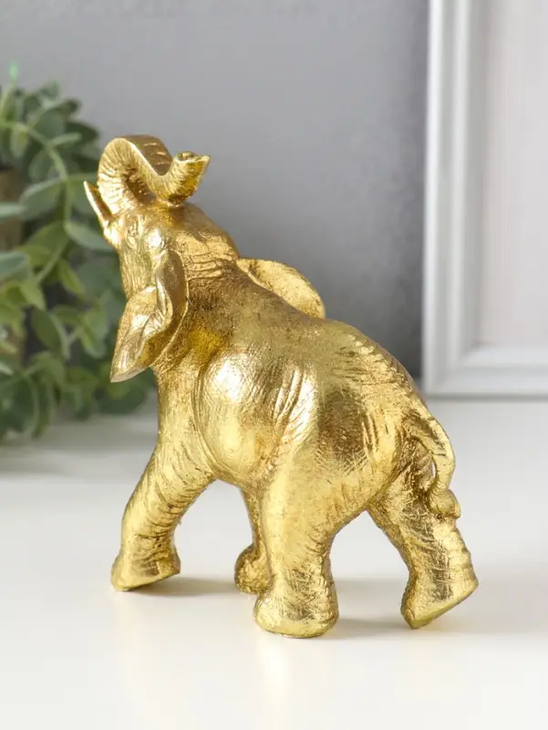 Сувенир полистоун "Золотой слон" 12х5,6х15,5 см