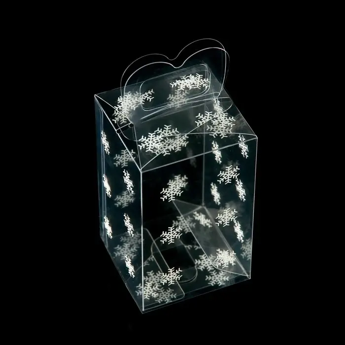 Коробка подарочная новогодняя складная ПВХ «Снежинки» 6×6×10 см Коробка подарочная новогодняя складная ПВХ «Снежинки» 6×6×10 см