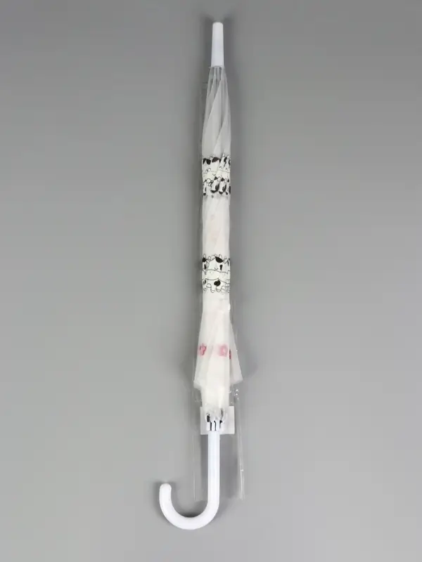 Зонт - трость детский &laquo;Коровки&raquo;, полуавтоматический, 8 спиц, R=45/54 см, d=90 см, прозрачный, белый