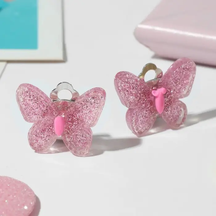 Серьги клипсы детские Выбражулька «Блестящая бабочка», миксы Серьги клипсы детские Выбражулька «Блестящая бабочка», миксы
