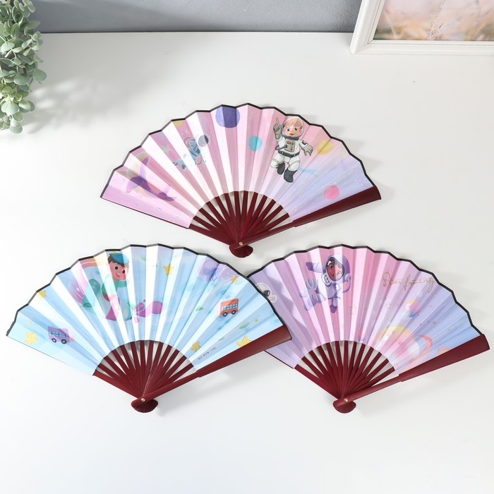 Веер дерево, текстиль h=26,8 см  Веер дерево, текстиль h=26,8 см "Космос" МИКС