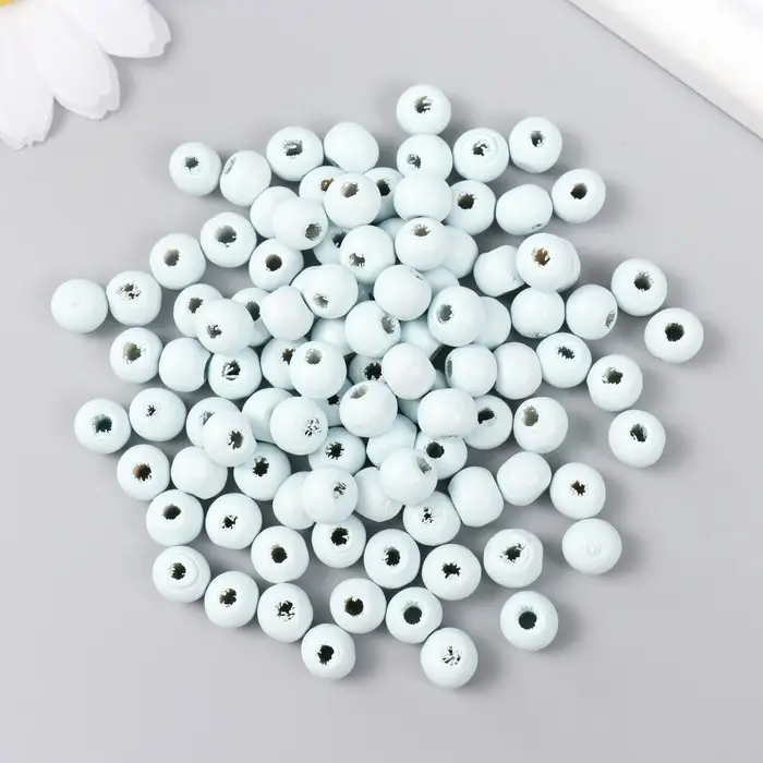 Бусины для творчества дерево "Голубой" d-0,8 см, набор 20 гр