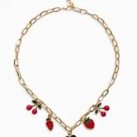 Цепь с подвесками &laquo;Вишня и клубника&raquo;, 40 см, красная в золоте