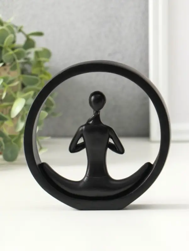 Сувенир полистоун "Девушка медитирует" чёрный 2,5х12,2х12,3 см