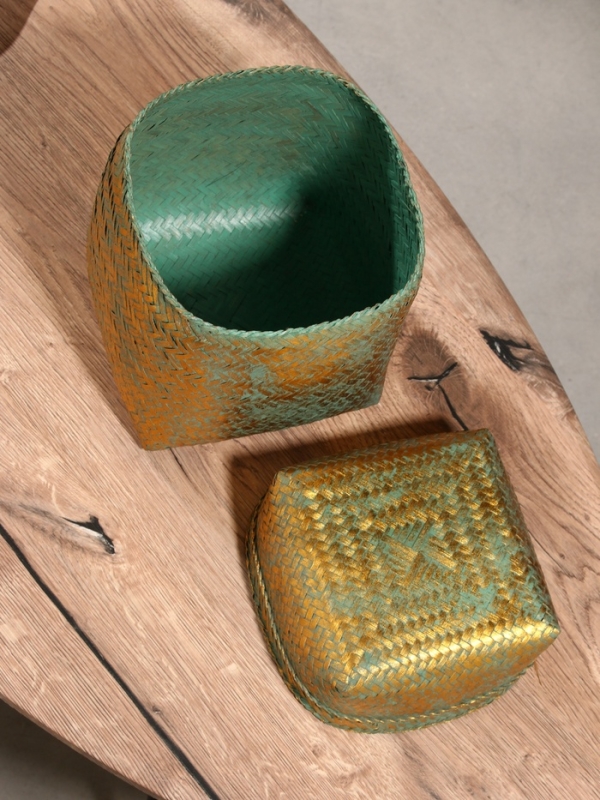 Корзинка плетеная Корзинка плетеная "Голден" 20х20х26 см, голубой