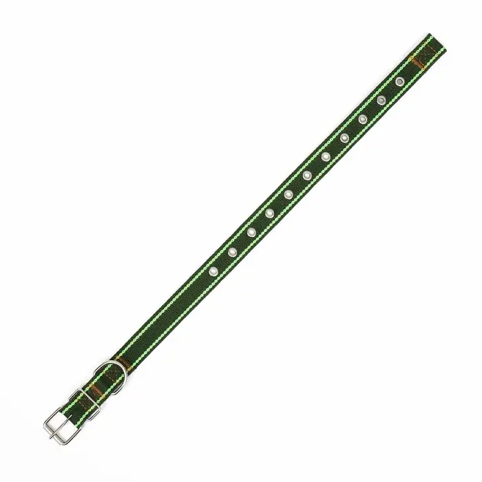 Ошейник брезентовый безразмерный однослойный, 58&times;2.5 см, хаки/зелёный