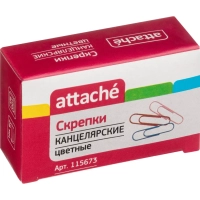Скрепки Attache с полимерным покрытием,28 мм, разноцветные, 100 шт/уп