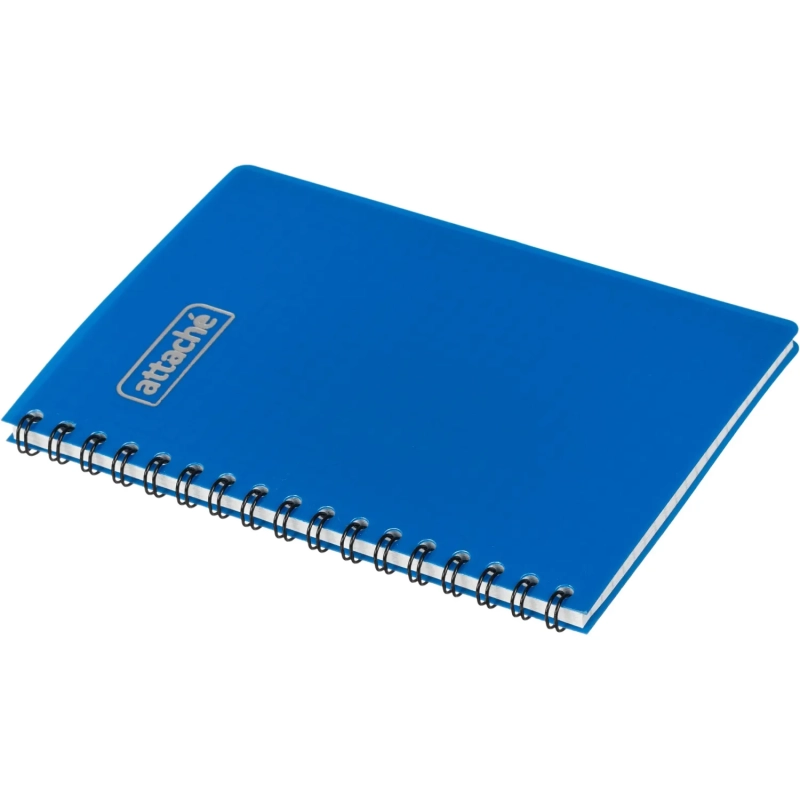 Блокнот А6,60л,гребень слева,обл.пластик,клетка, Attache Plastic, синий