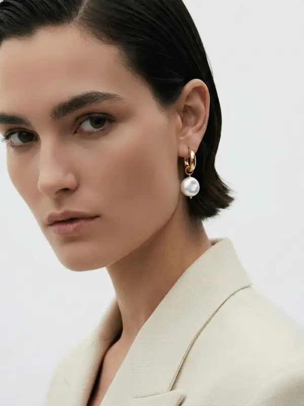 Серьги жемчуг "Барокко", цвет белый в золоте