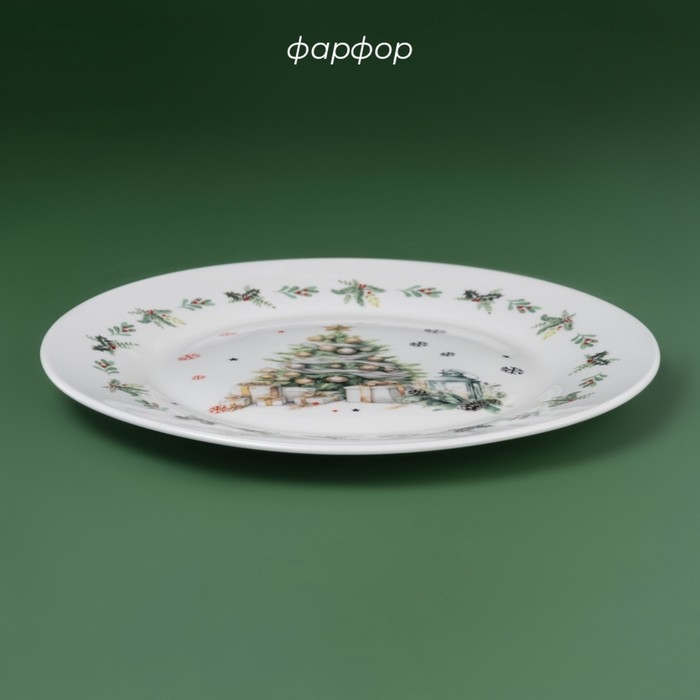 Тарелка новогодняя Доляна «Приближение чуда», d=25,5 см, фарфор, цвет белый Тарелка новогодняя Доляна «Приближение чуда», d=25,5 см, фарфор, цвет белый