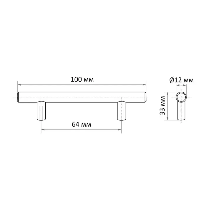 Ручка-рейлинг CAPPIO FRIDA, нержавеющая сталь, d=12 мм, м/о 64 мм, цвет матовый никель