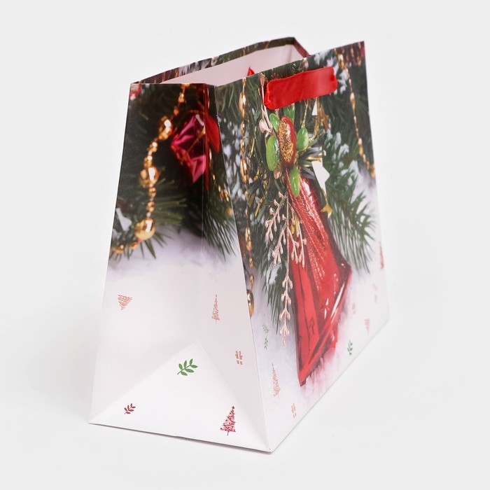 Новый год. Пакет подарочный, ламинированный, "Колокольчик",23 х 18 х 10 см.