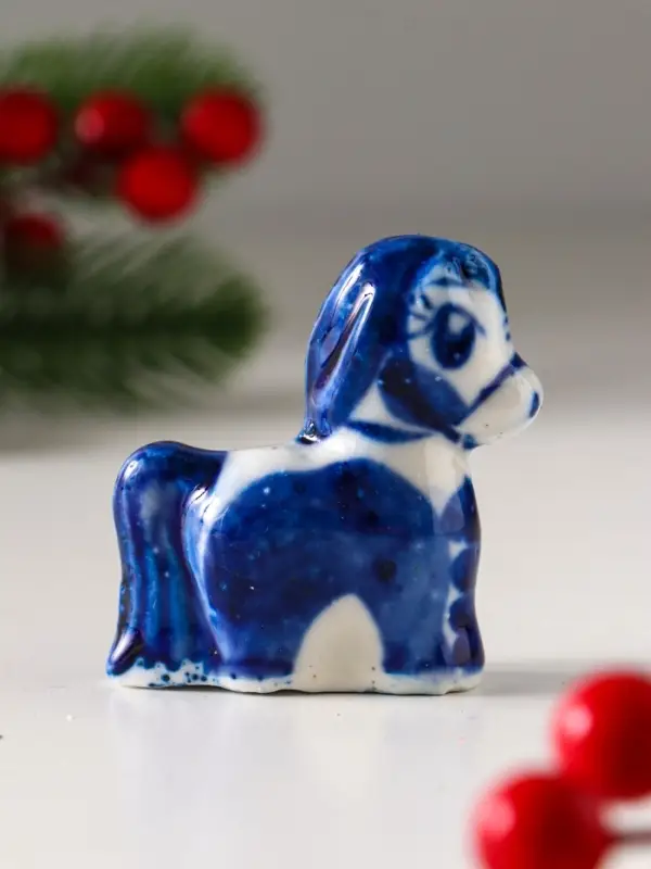 Сувенир  Сувенир "Конь Ураган", 5х5 см, гжель