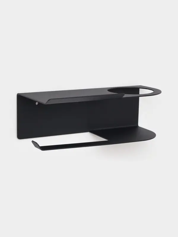 Держатель для туалетной бумаги с полочкой с отверстием для освежителя, цвет черный Держатель для туалетной бумаги с полочкой с отверстием для освежителя, цвет черный