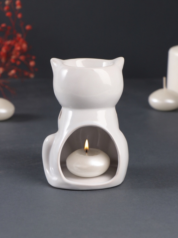 Аромалампа керамика "Котик румяный" 7,7х8х11,5 см
