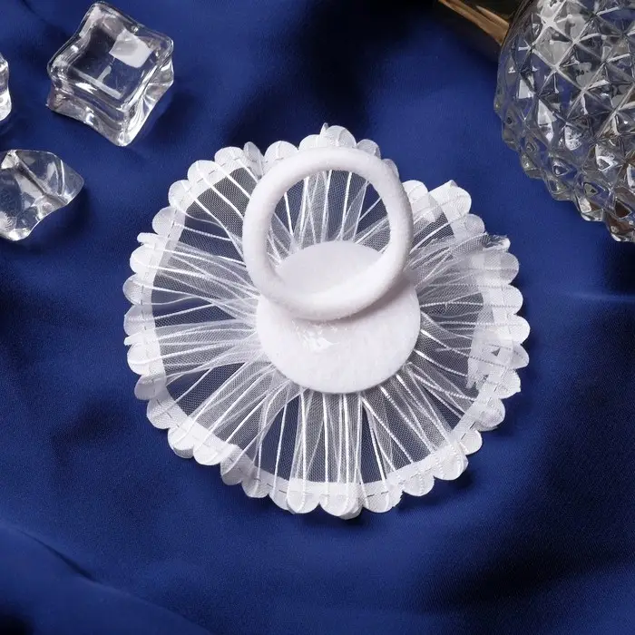 Резинка для волос бант «Школьница», лучики роза, d=6 см, белая