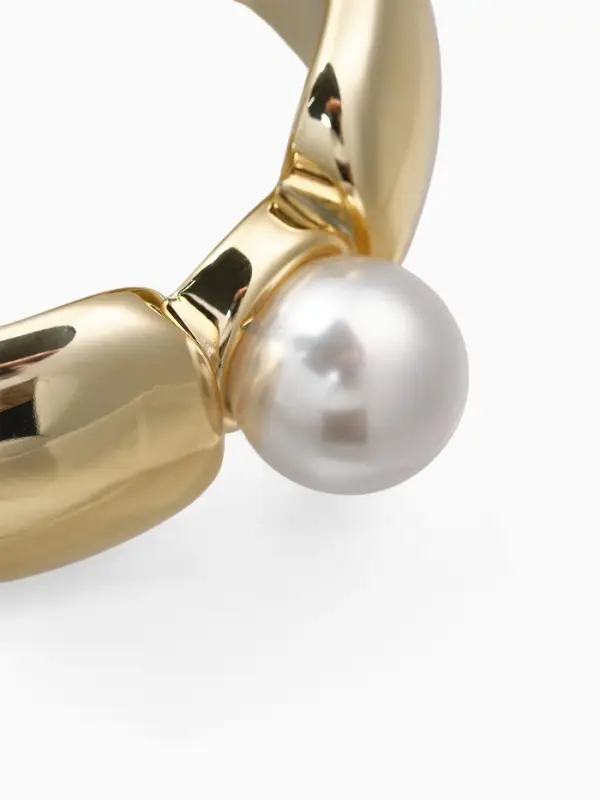 Браслет манжета «Жемчуг», цвет белый в золоте