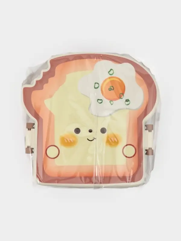 Ланч-бокс "Завтрак", 3 отделения, вилка и ложка, размер 16х15,5х8 см, цвет коричневый