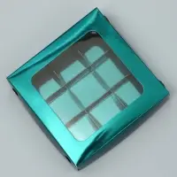 Коробка для конфет, кондитерская упаковка, 9 ячеек, &laquo;Изумрудная&raquo;, 14.7&times;14.7&times;3.5 см