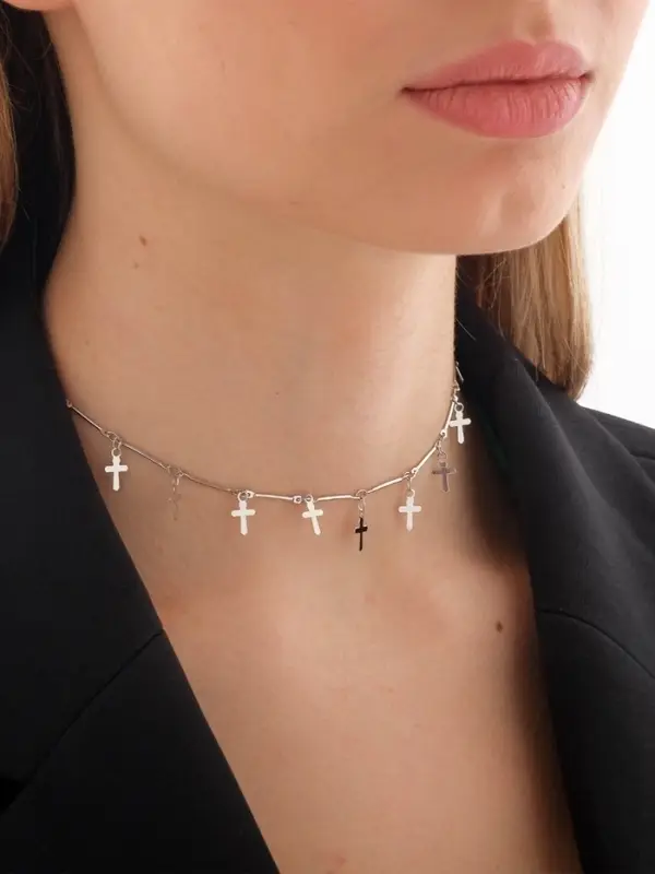 Чокер &laquo;Металлика&raquo;, крестики, цвет серебро, L=30 см