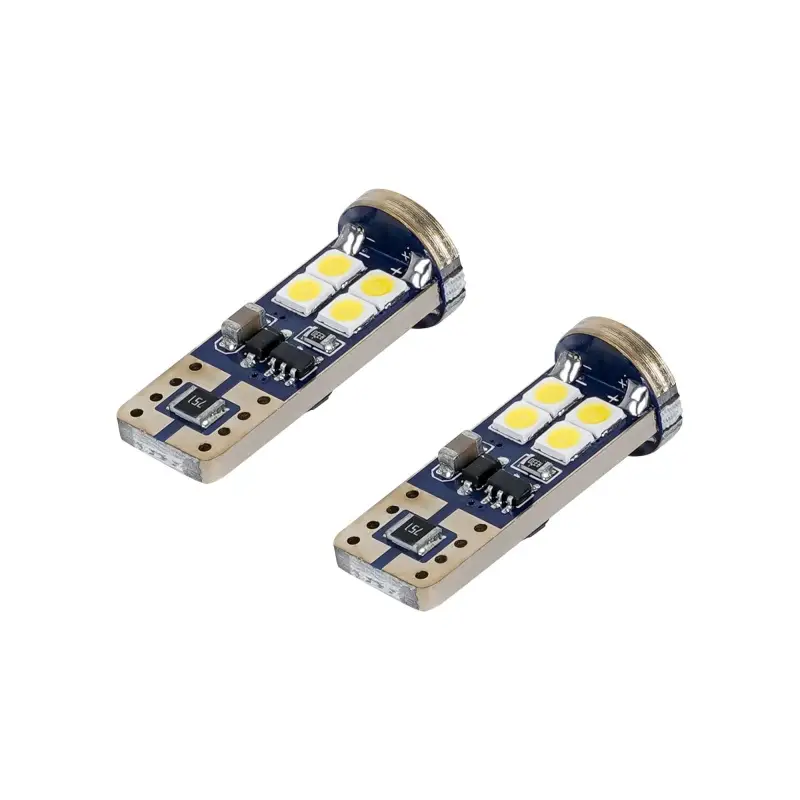 Лампочка светодиод. W5W (T10) PRO,6000K(Бел.),12/24В,2.5Вт,12LED,Биполяр.,Обманка,кмпл.2шт.