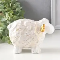 Сувенир полистоун "Бараш" белый с золотом 8х17,5х12,5 см