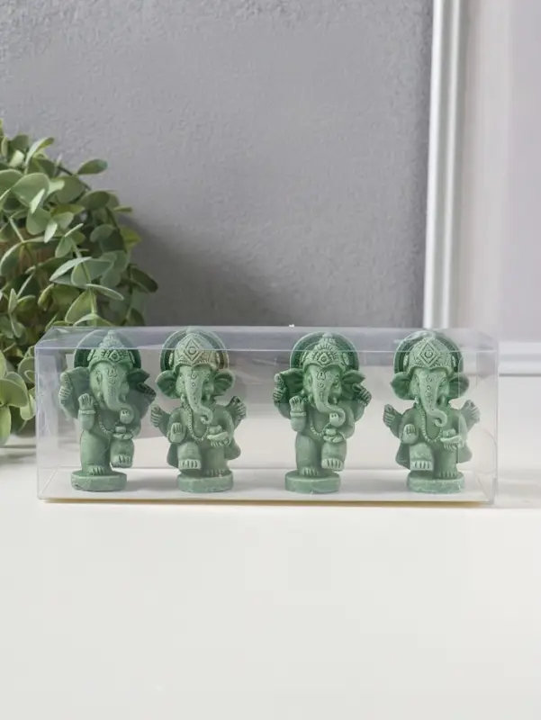 Сувенир полистоун "Ганеша" набор 4 шт зелёный 2,8х4х6,2 см